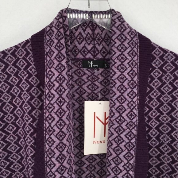 Neve Lisa Cardigan Acai purple sweater waterfall diamond asterisk new Small - Picture 3 of 6
